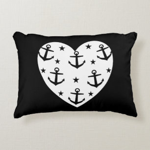Funny White Anchors Heart Decorative Cushion