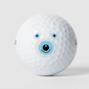 Funny white bear face golf balls