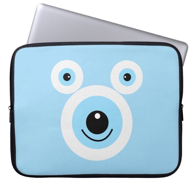 Funny white bear face laptop sleeve (Front)