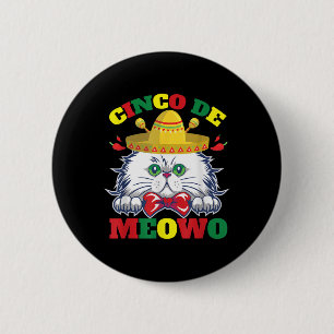 Funny White Cat Bow Tie Cinco De Mayo Kitty Meow C 6 Cm Round Badge