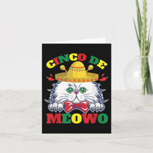 Funny White Cat Bow Tie Cinco De Mayo Kitty Meow C Card