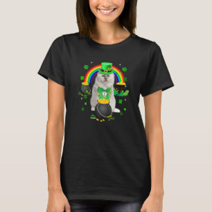 Funny White Cat Leprechaun Shamrock St. Patrick's T-Shirt