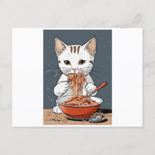 Funny white cat postcard