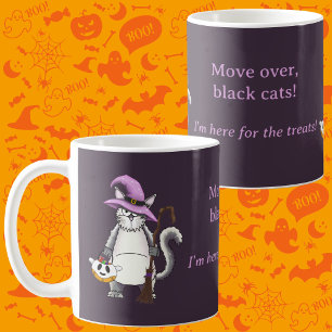 Funny White Cat Witch Halloween Coffee Mug