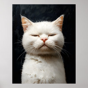 Funny White Cat with Attitude, Not Impressed – Whi Poster