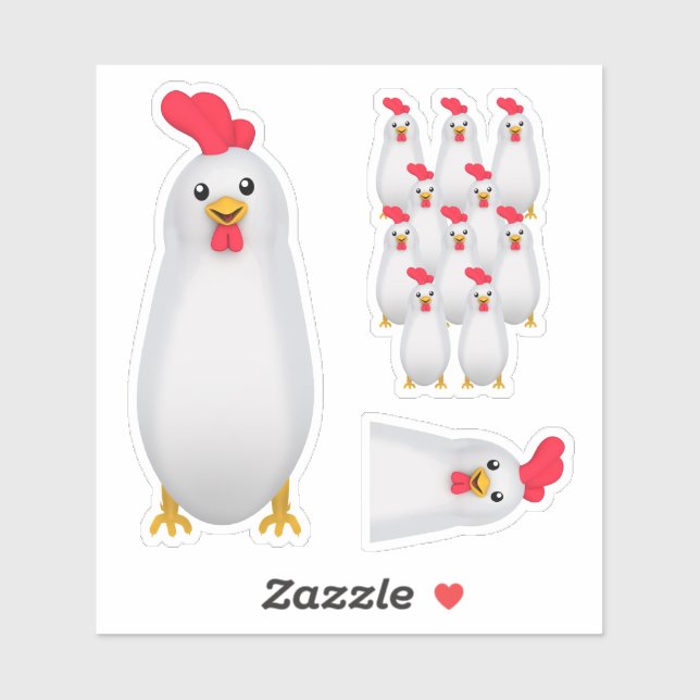  Funny White Chicken / Rooster (Sheet)