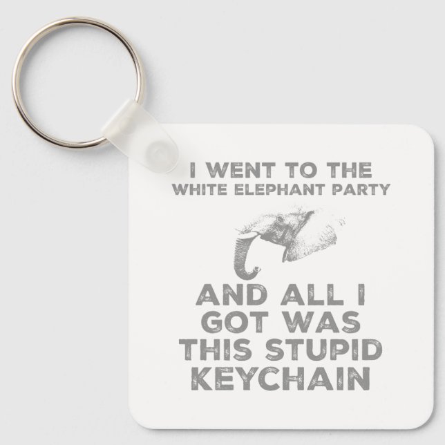 Funny White Elephant Christmas Party Design  Key Ring (Front)