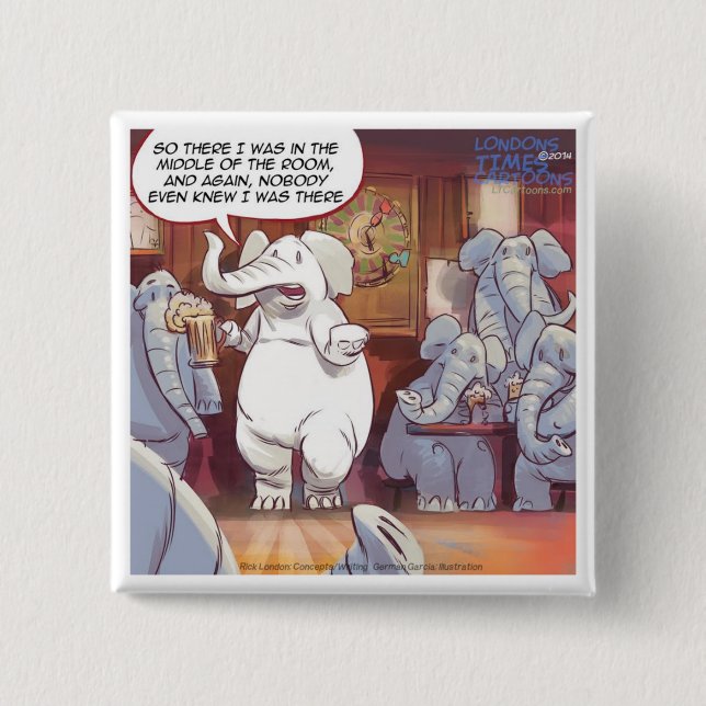 Funny White Elephant In The Room 15 Cm Square Badge (Front)
