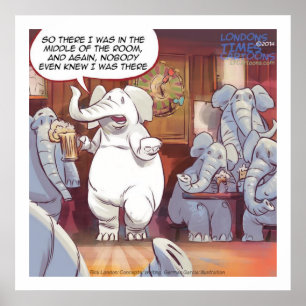 Funny White Elephant In The Room Poster