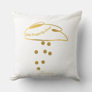 Funny White Gold Prosperity Cloud Throw Pillow