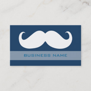 Funny White Moustache and Plain Blue Business Card