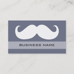 Funny White Moustache and Plain Grey Business Card