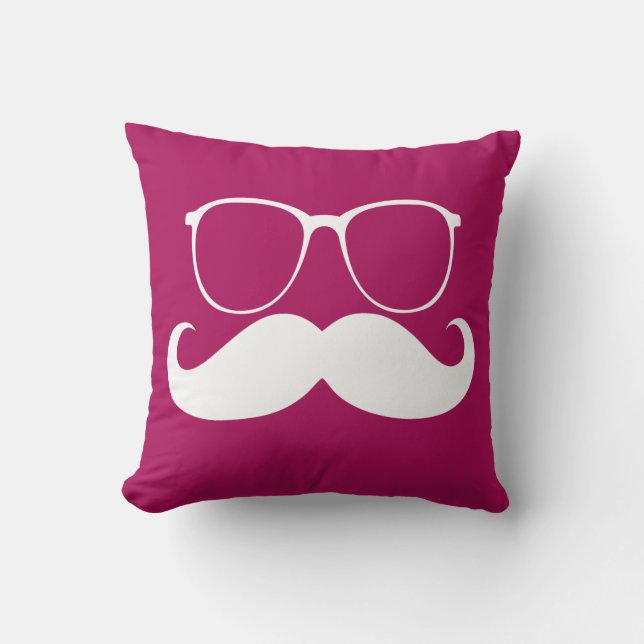 Funny White Moustache Cushion (Front)