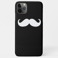 Funny White Moustache on Black Background