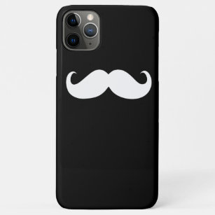 Funny White Moustache on Black Background Case-Mate iPhone Case