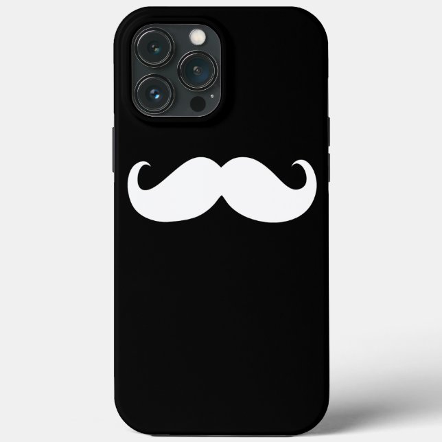 Funny White Moustache on Black Background Case-Mate iPhone Case (Back)
