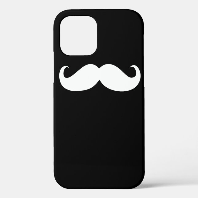 Funny White Moustache on Black Background Case-Mate iPhone Case (Back)