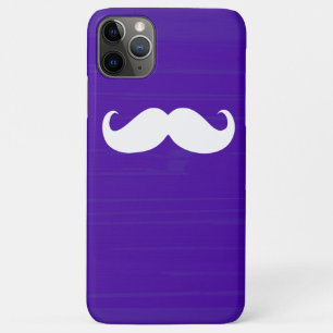 Funny White Moustache on Dark Purple Background iPhone 11 Pro Max Case