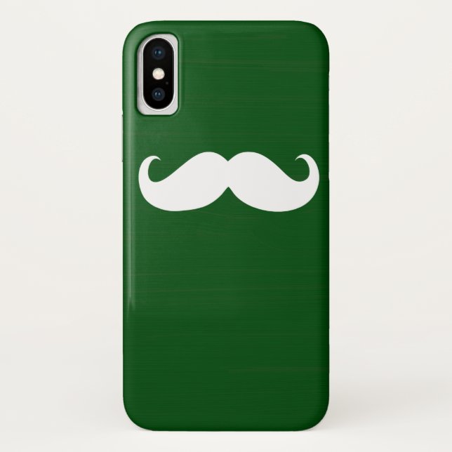 Funny White Moustache on Green Background Case-Mate iPhone Case (Back)