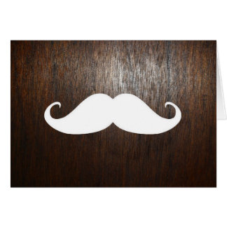 Funny White Moustache on oak wood background