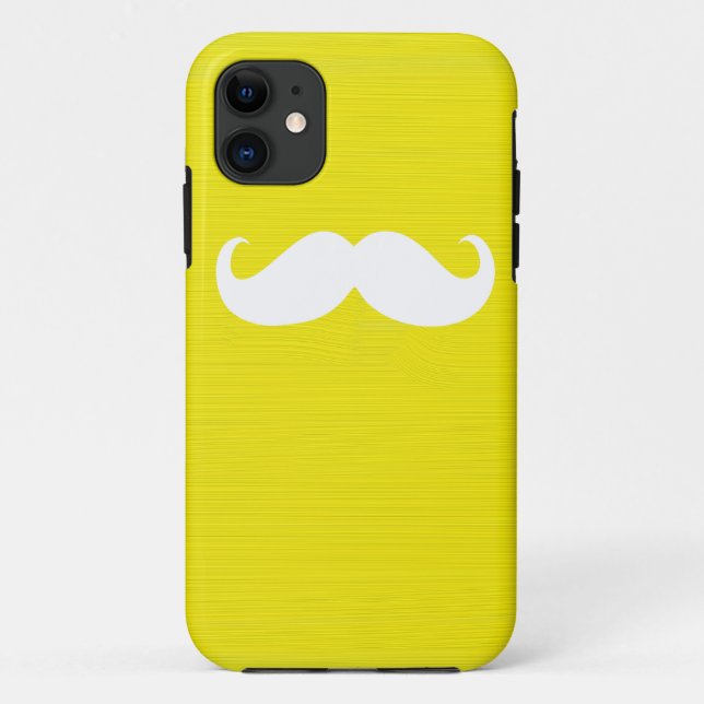 Funny White Moustache on Yellow Background Case-Mate iPhone Case (Back)