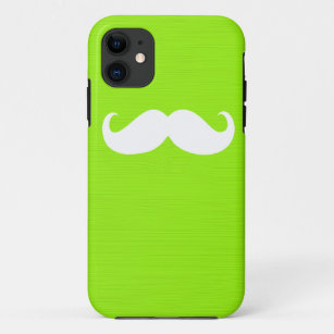 Funny White Moustache on Yellow Green Background Case-Mate iPhone Case