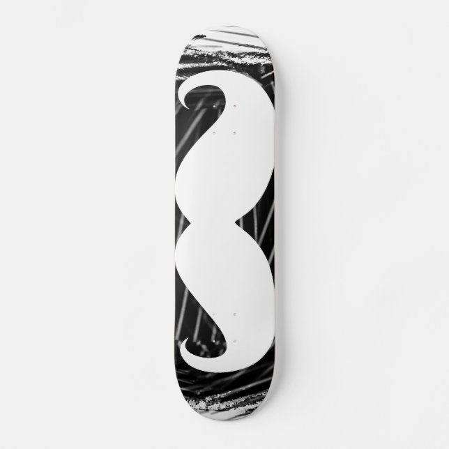 Funny white moustache skateboard (Front)