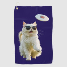 Funny White Persian Disc Golfer Towel