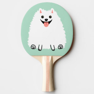Funny White Pomeranian Ping Pong Paddle