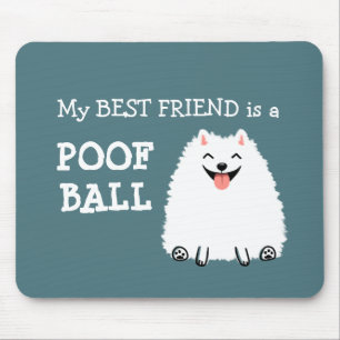 Funny White Pomeranian Poof Ball Mouse Pad