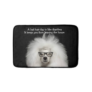 Funny White Poodle Diarrhoea Bath Mat