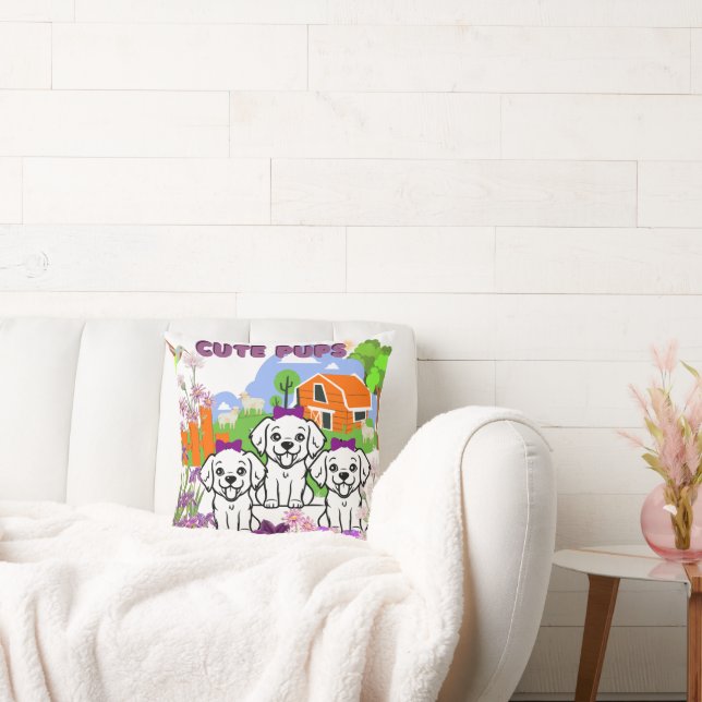 Funny White Puppies  Cushion (Couch)