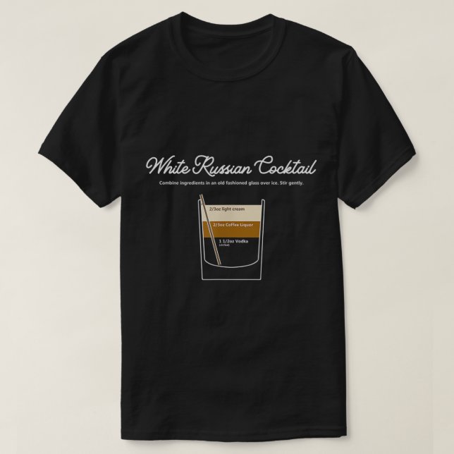 Funny White Russian Cocktail Drink Graph T-Shirt (Design Front)