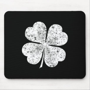 Funny White Shamrock 4-leaf Clover St Patricks Day Mouse Pad
