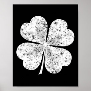 Funny White Shamrock 4-leaf Clover St Patricks Day Poster