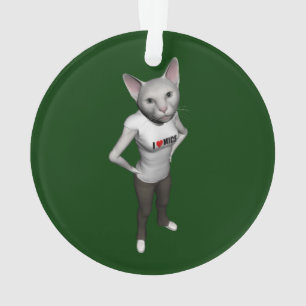 Funny White Siamese Cat Loves Mice Ornament