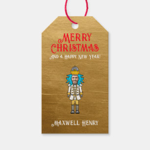 Funny White Silver Gold Nutcracker Merry Christmas Gift Tags