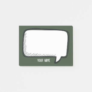 Funny White Talk Bubble forest Personalised Name Post-it Notes