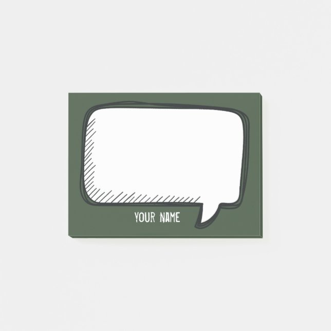 Funny White Talk Bubble forest Personalised Name Post-it Notes (Front)