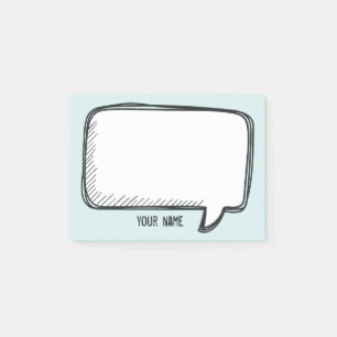 Funny White Talk Bubble pale blue Personalise Name Post-it Notes