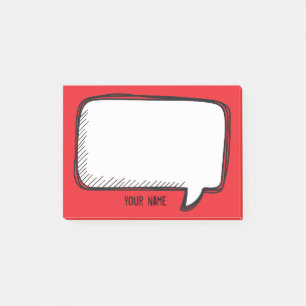 Funny White Talk Bubble Red Personalised Name Post-it Notes