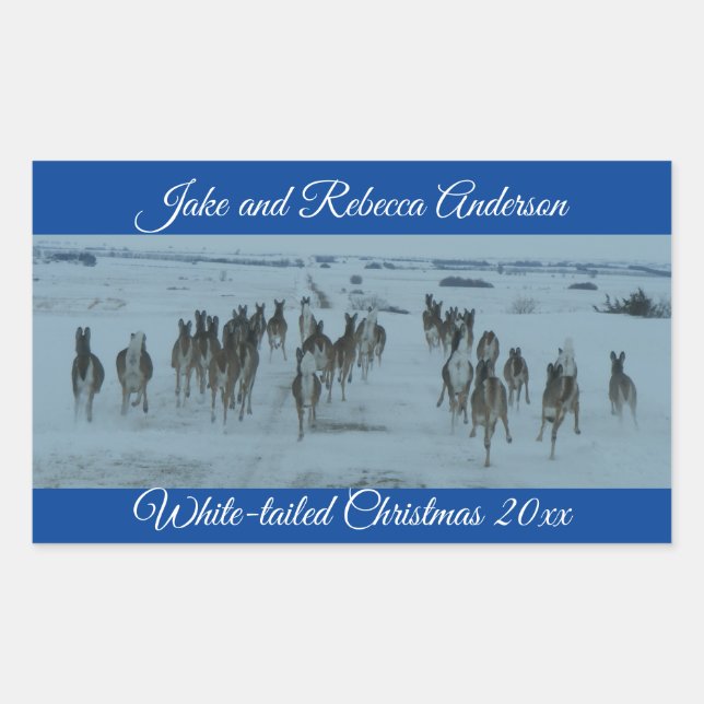 Funny Whitetail Deer Christmas   Rectangular Sticker (Front)