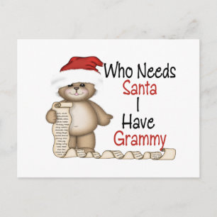 Funny Who Needs Santa Grammy Holiday Postcard
