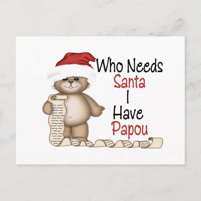 Funny Who Needs Santa Papou Holiday Postcard (Front)