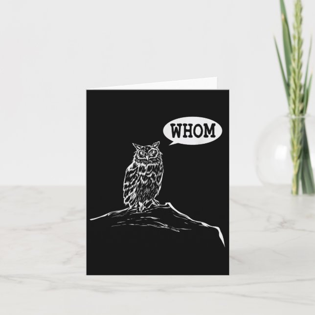 Funny Whom Owl Grammar Englieacher  Card (Front)
