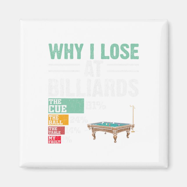 Funny Why I Lose At Billiards Pool Player Billiard Magnet (Front)