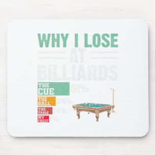 Funny Why I Lose At Billiards Pool Player Billiard Mouse Pad