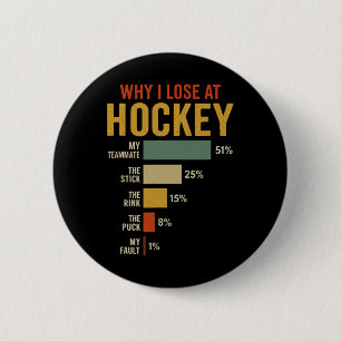 Funny Why I Lose At Hockey 6 Cm Round Badge
