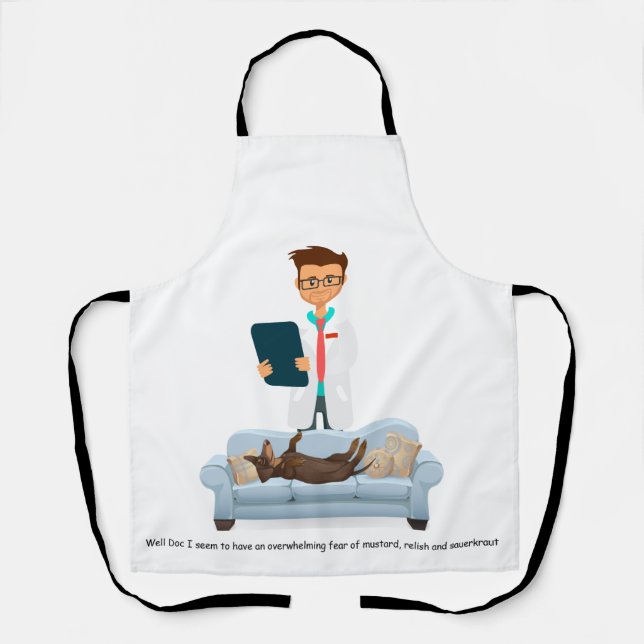 Funny Wiener Dog All-Over Print Apron (Front)