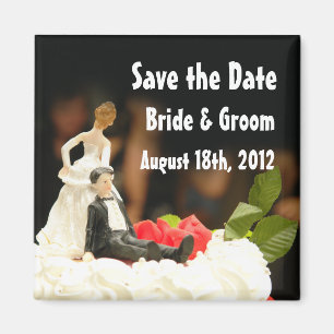 Funny Wife Dragging Husband Save the Date Magnet
